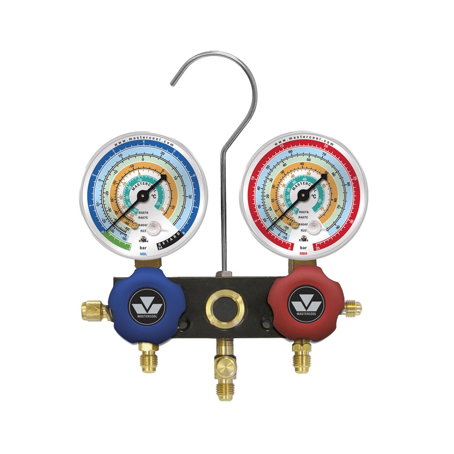 Mastercool 93103-MB — 2V piston Manifold -80- R134a/404A/407C/22/507