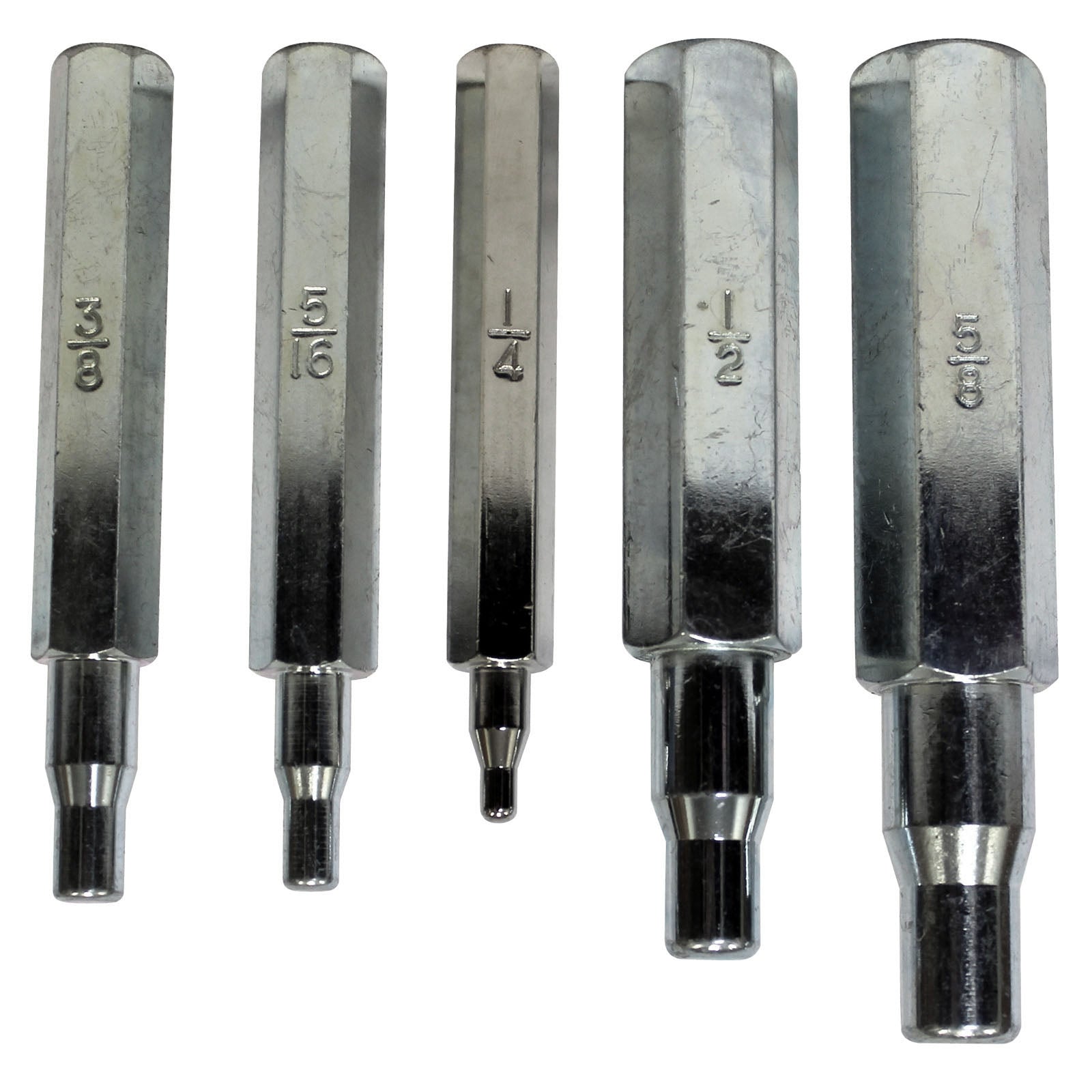 Mastercool 70048 Set of 5 Swaging Punches (1/4", 5/16", 3/8", 1/2", 5/8") Heat-Treated Steel