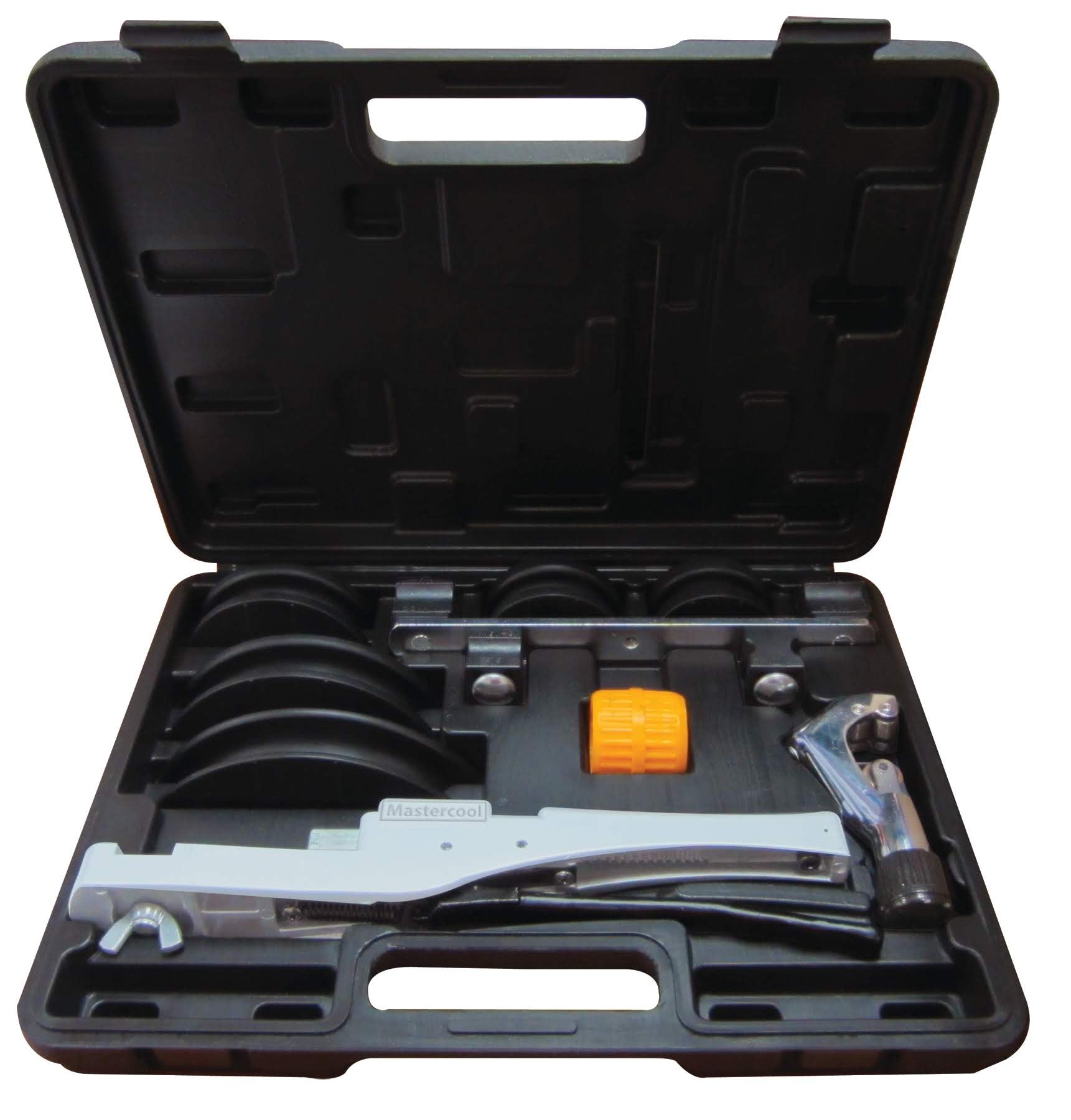 Mastercool 70070 Ratchet-Style Tube Bender Kit (3/8" to 7/8") with Heavy-Duty Cutter, Reamer and Case