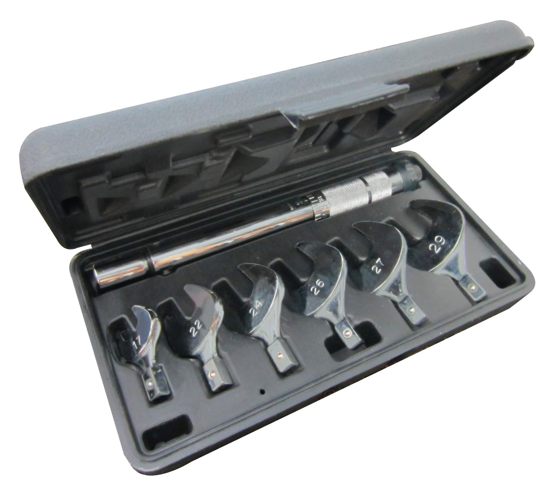 Mastercool 70078 Torque Wrench Kit (10-75 Nm) with 6 Crow's Foot Adapters for R410A Fittings