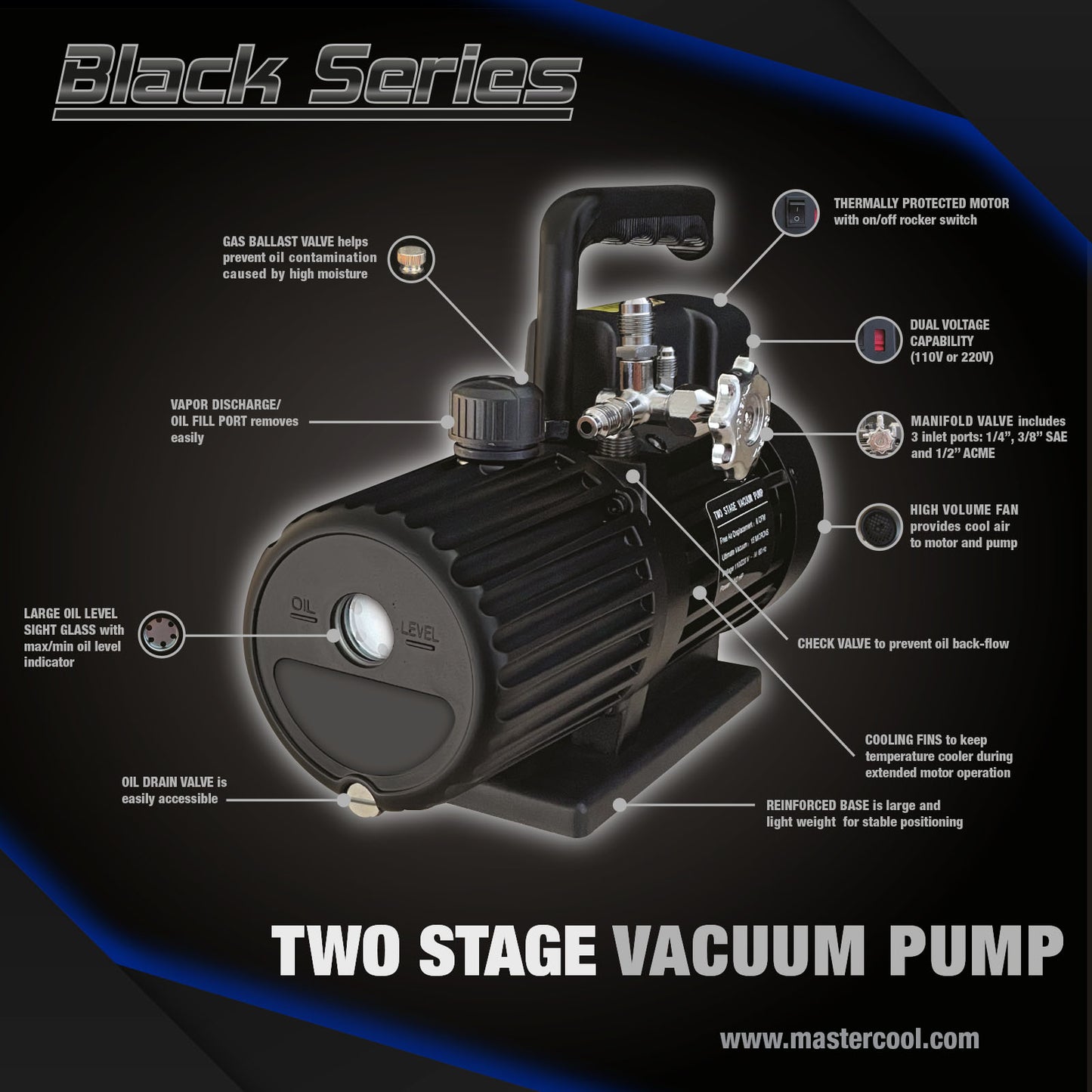 Mastercool Vacuum Pump Air Conditioning 170 litres per min Single Stage 6 CFM