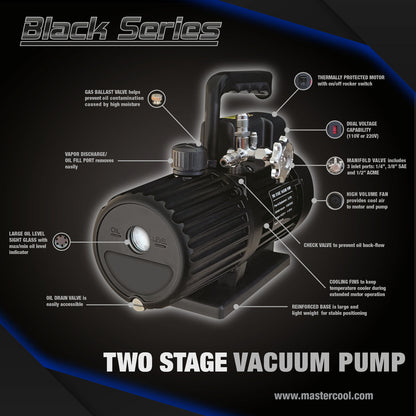 Mastercool Vacuum Pump Air Conditioning 170 litres per min Single Stage 6 CFM