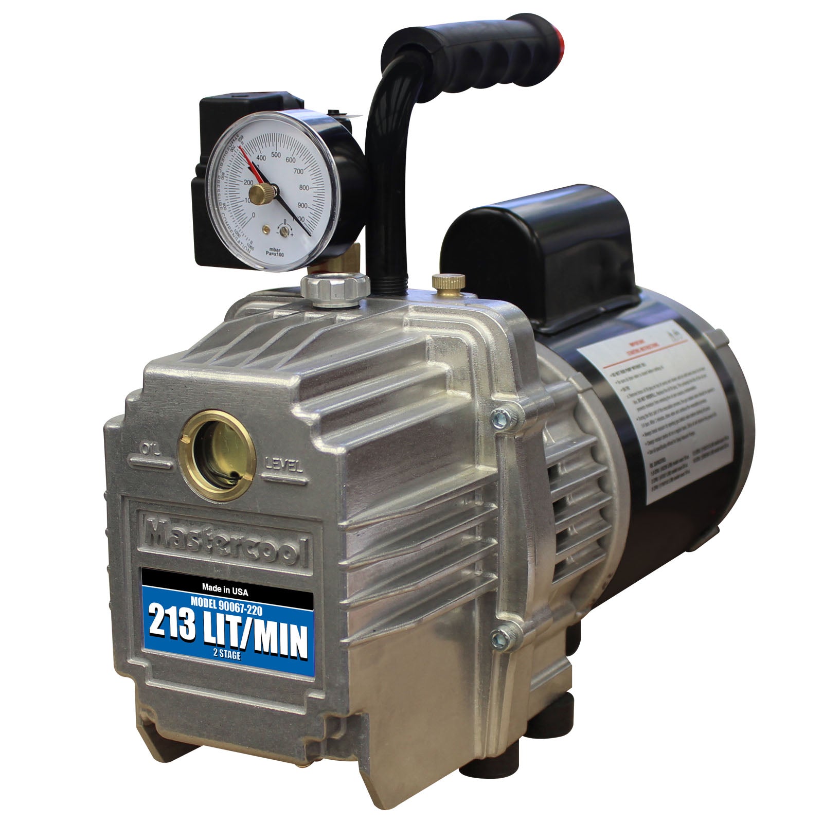 Mastercool 90067-220-SV Professional 2-Stage Vacuum Pump 178 lit/min with Solenoid Valve 1/2 HP