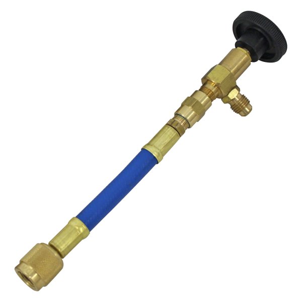 Mastercool 90 degree Shut-off Valve w/blue Hose 1/4 - 1/4