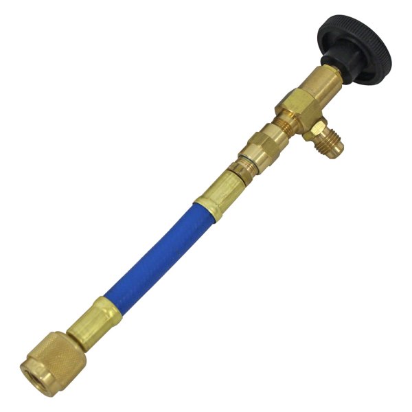 Mastercool 90269 Blue 90° Manual Shut-Off Valve 1/4" Flare with Flexible Hose (Low Pressure)