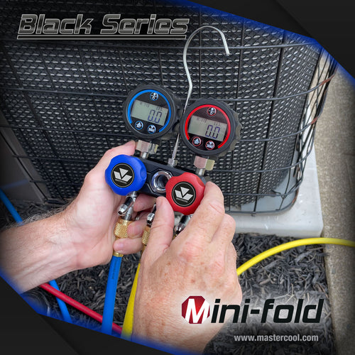 Mastercool 94261-413-E — Black Series Digital MINIFOLD 150cm 5/16" Adapters - MastercoolTools.com 