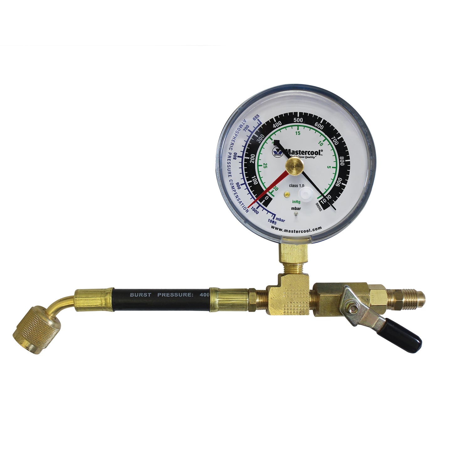 Mastercool 98067-R — Analog Vacuum Gauge with control valve 1/4" flare