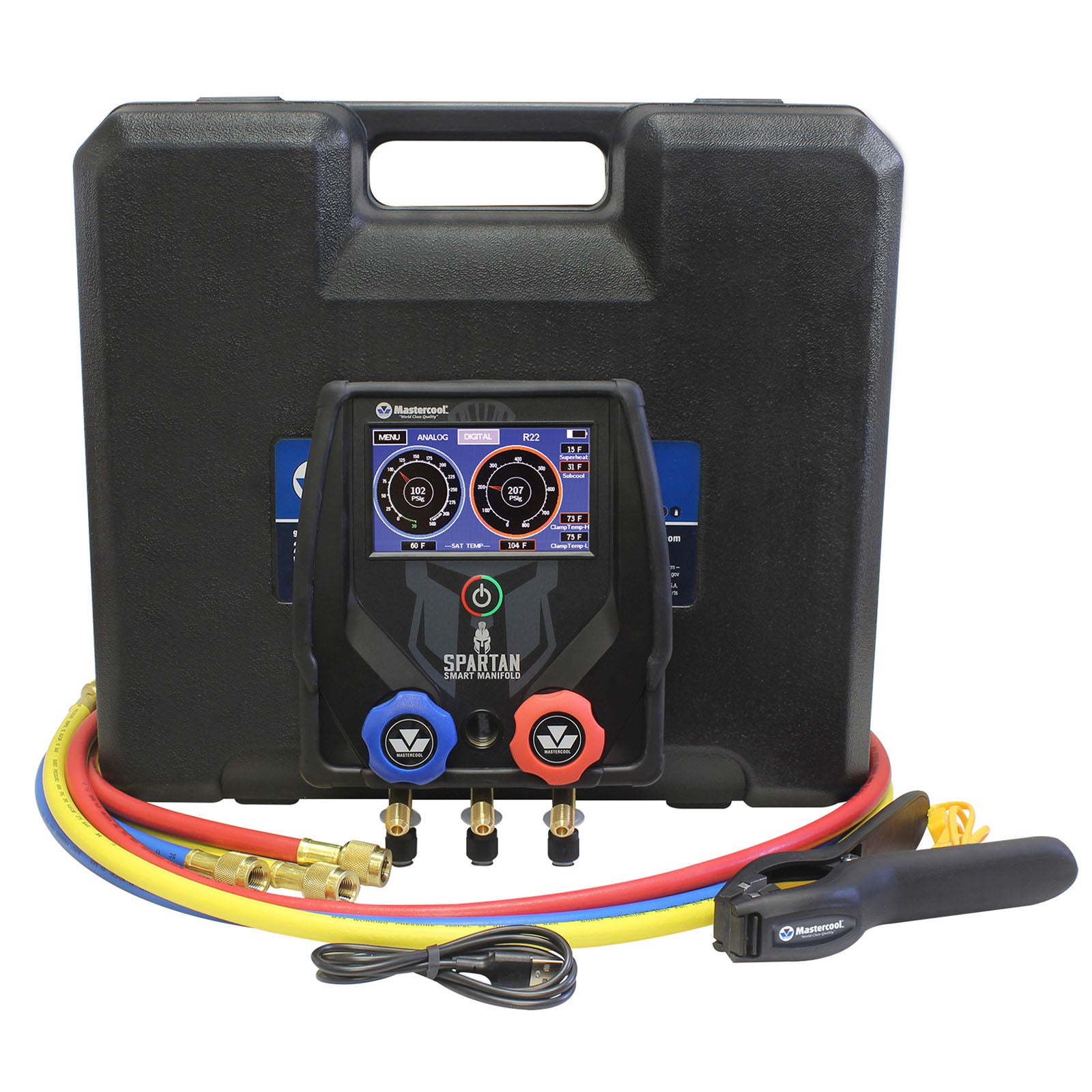 Mastercool 99926-BT SPARTAN Dig. 2W manifold, 3-150 hoses, temp.clamp