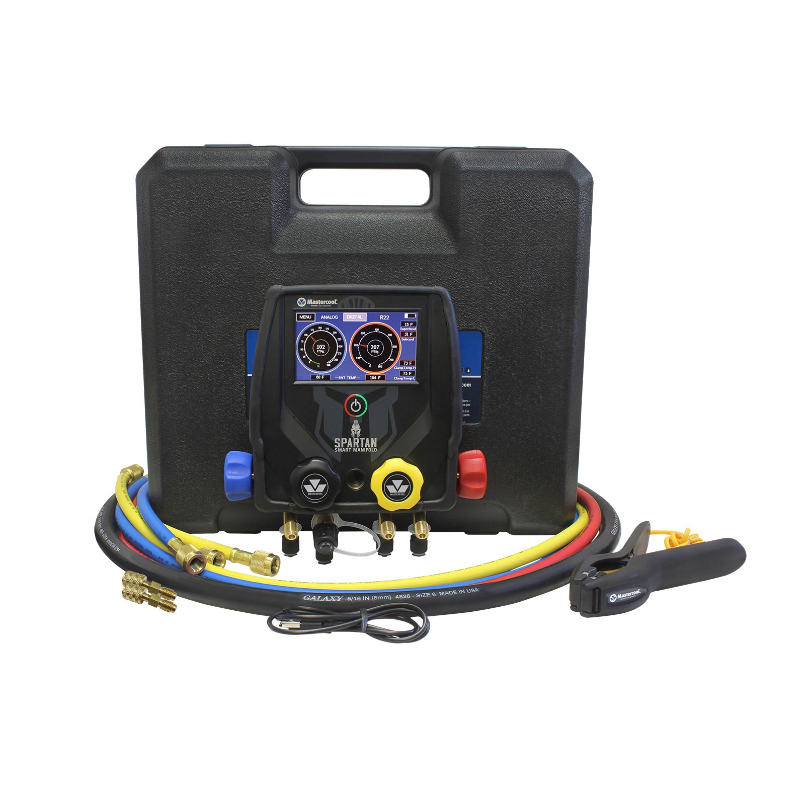 Mastercool 99946-BT-EU SPARTAN Dig. 4W manifold, 3-150, temp.clamp+90413