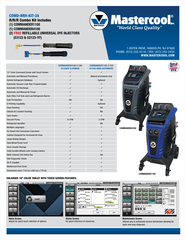 Mastercool COMD-RRR-KIT3A R134a R1234yf Combo Kit Arctic Commander