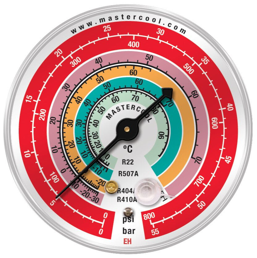 Mastercool EH Gauge 63mm HP - R410A-22-404A-507