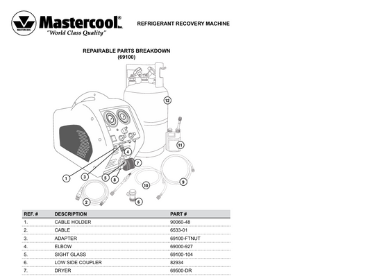 Adapter for Mastercool 69100 Recovery Machine